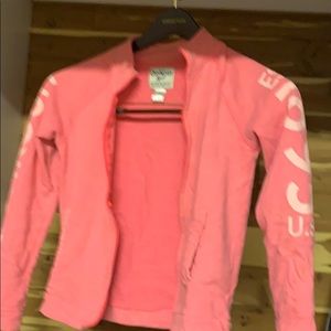 Girls size 12 zipper sweater.  Pink/coral